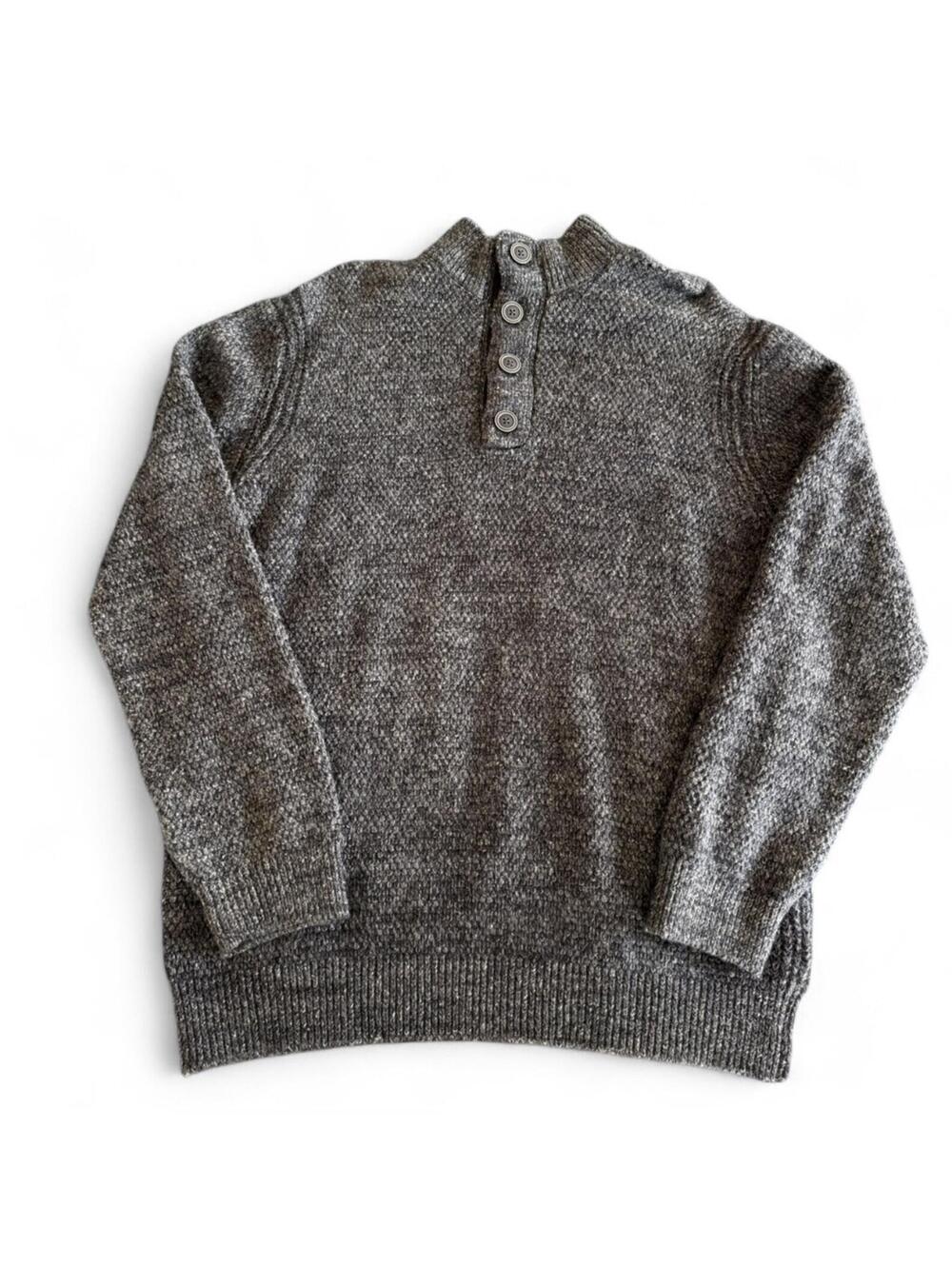 Immagini Men’s Shawl Neck Pullover Sweater Gray Speckled Made in Italy XL